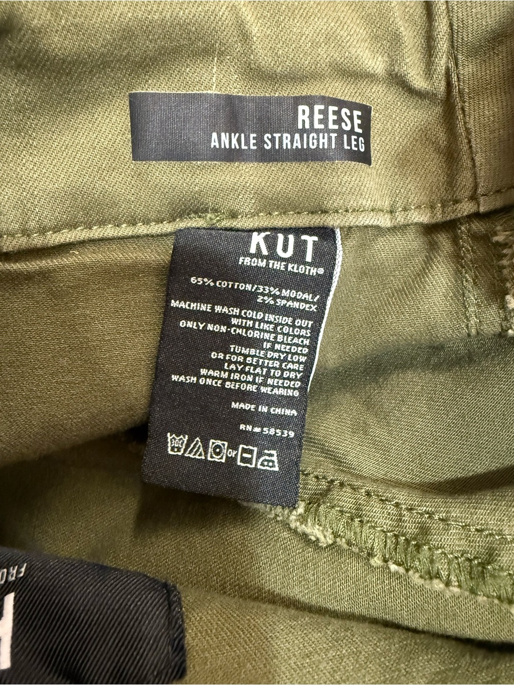 Kut from the Kloth Reese Ankle Straight Leg Olive Green Pant Zipper Cuff Size 4 - Picture 7 of 8